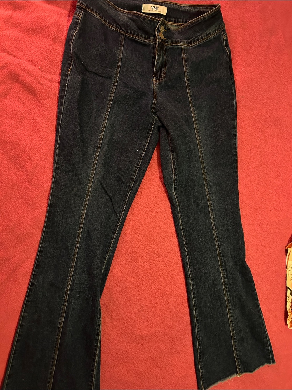 YMI Dark Indigo Flare Jeans with Front Seams